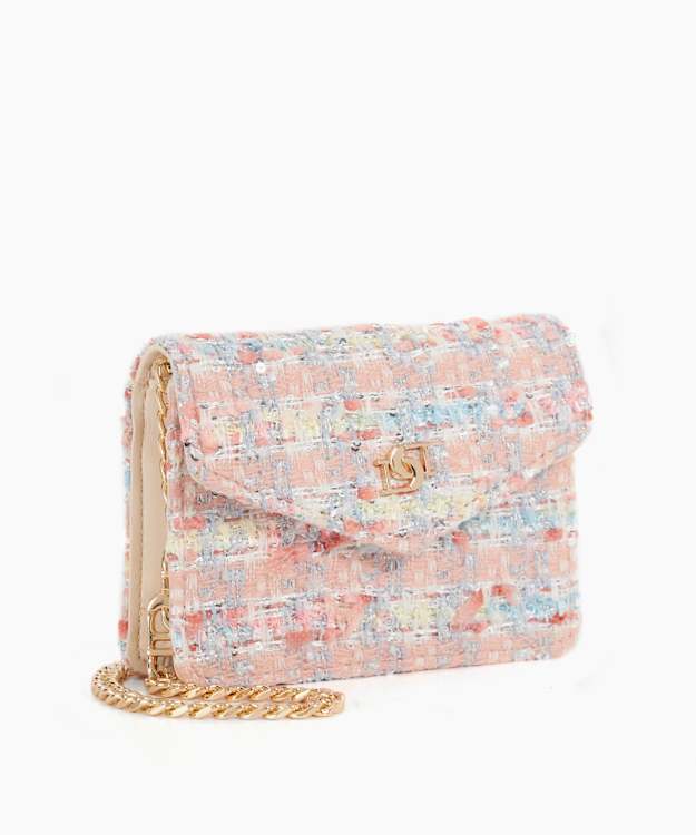 Dune London Kisses - Pink Boucle Chain Handle Purse