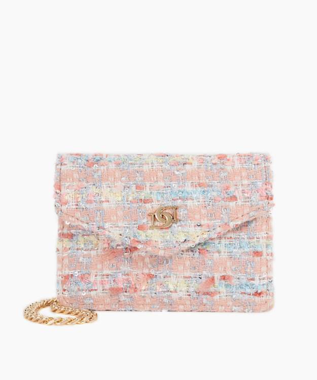 dune london Kisses - Pink Boucle Chain Handle Purse
