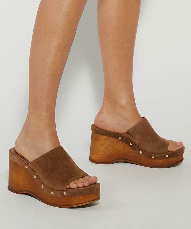 Dune London Kule - Brown Suede Wedge Mule