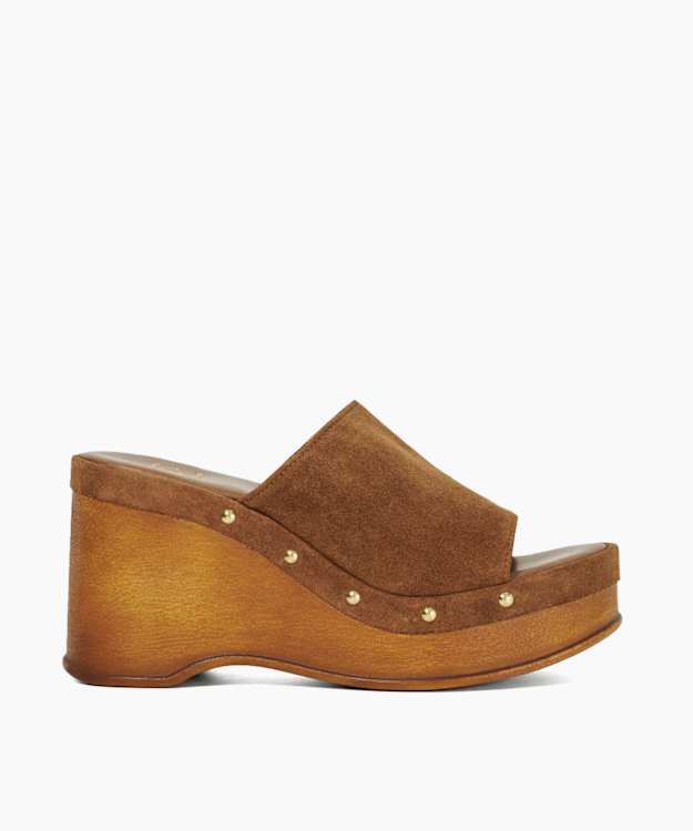 dune london Kule - Brown Suede Wedge Mule