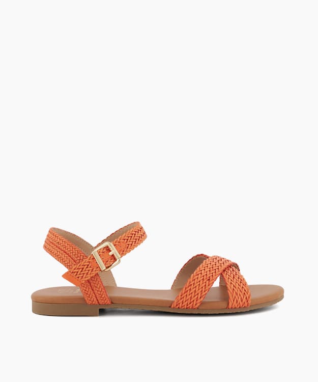 dune london Lalisa - Orange Woven-Strap Flat Sandals