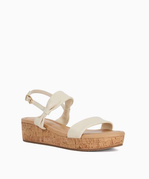 Dune London Laliz - Ecru Leather Flatform Sandal