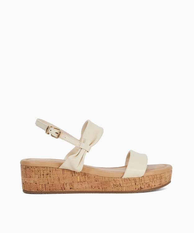 dune london Laliz - Ecru Leather Flatform Sandal