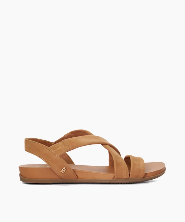 dune london Landies - Camel Flat Nubuck Sandals