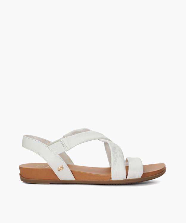 dune london Landies - White Flat Leather Sandals