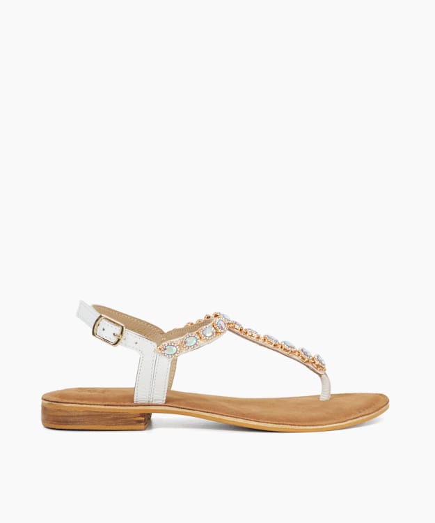 dune london Larvo - Ecru Leather Embellished Sandals