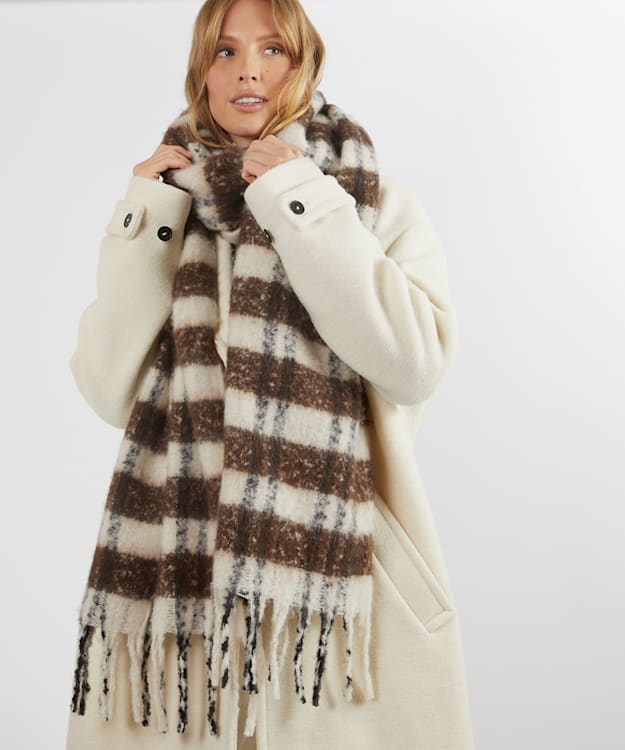 Dune London Lavigne - Brown Chunky Fringe Trim Scarf