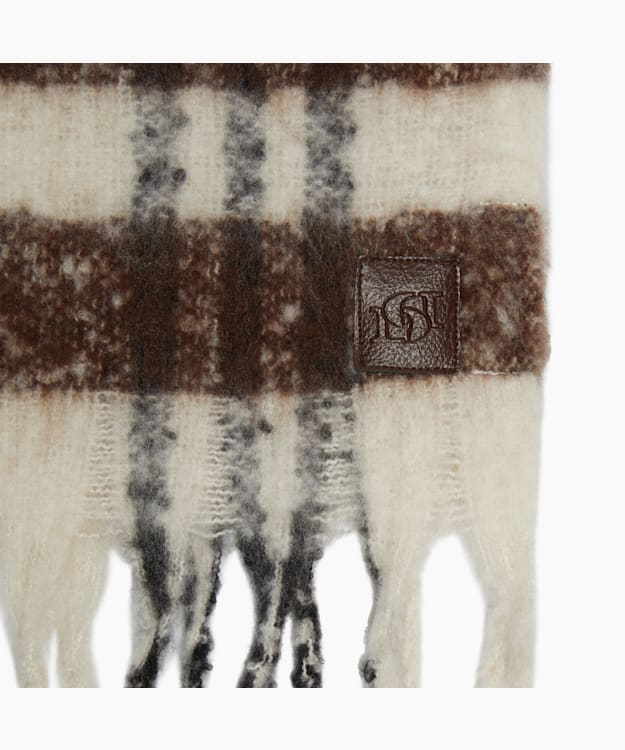 Dune London Lavigne - Brown Chunky Fringe Trim Scarf