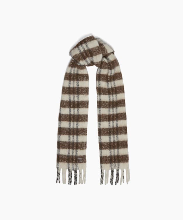 dune london Lavigne - Brown Chunky Fringe Trim Scarf