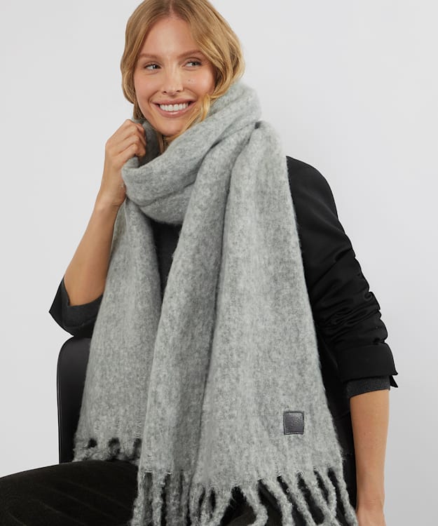 Dune London Lavigne - Grey Chunky Fringe Trim Scarf