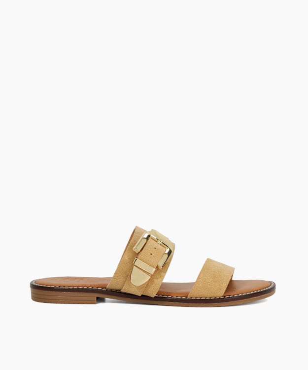 dune london Lawe - Sand Suede Double Strap Sandals