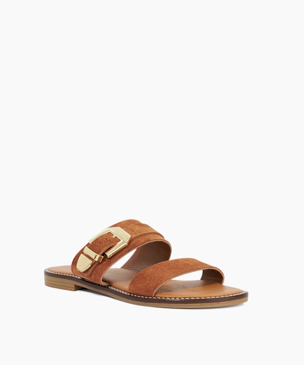 Dune London Lawe - Tan Suede Double Strap Sandals