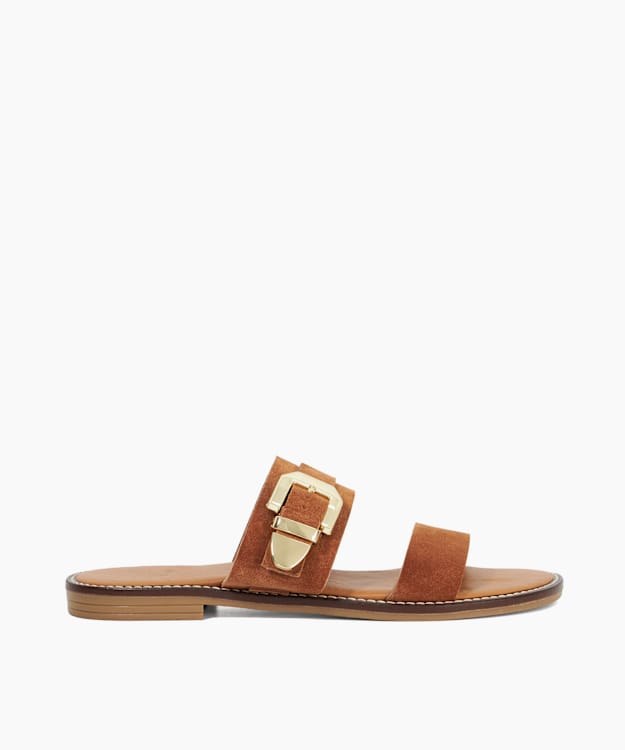 dune london Lawe - Tan Suede Double Strap Sandals