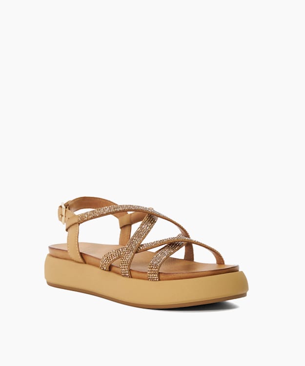 Dune London Ledge - Camel Chunky Embellished Sandals