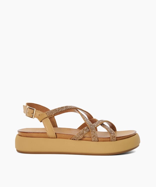 dune london Ledge - Camel Chunky Embellished Sandals