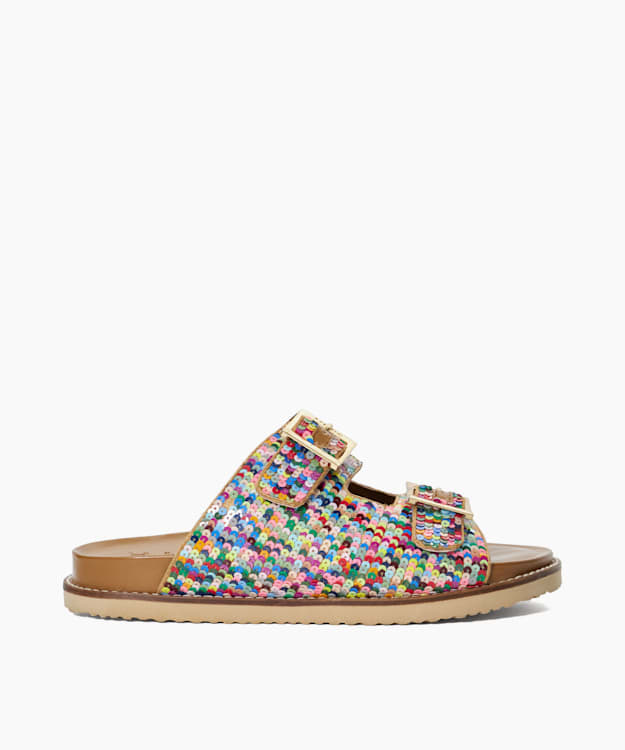 dune london Lequin - Multi Two Strap Sequin Sandals