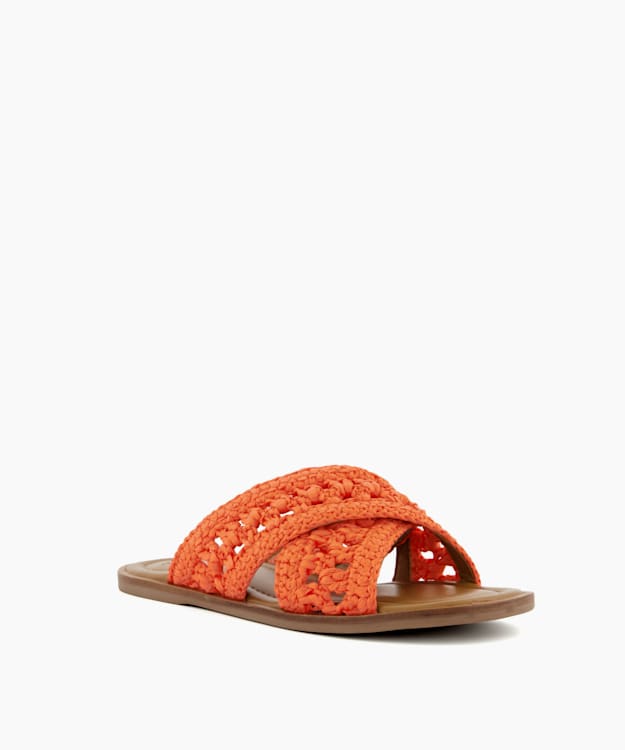 Dune London Level - Orange Crochet Flat Sandals