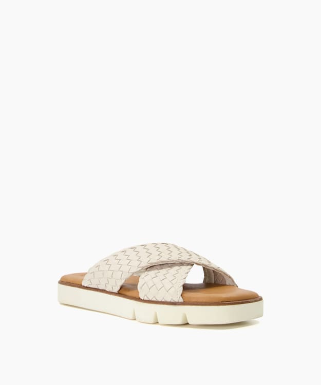 Dune London Lexey - Ecru Woven Leather Sliders