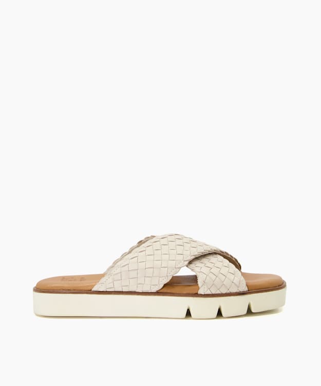 dune london Lexey - Ecru Woven Leather Sliders
