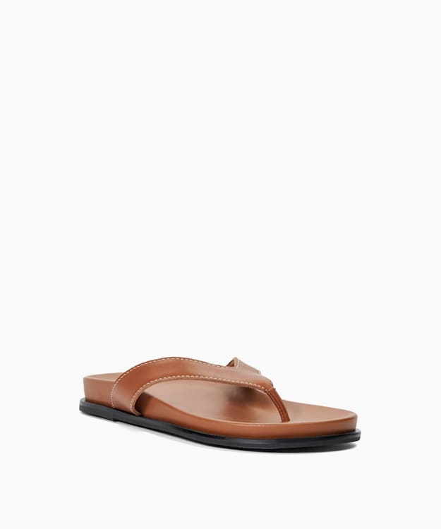 Dune London Lindos - Tan Leather Toe-Post Sandals