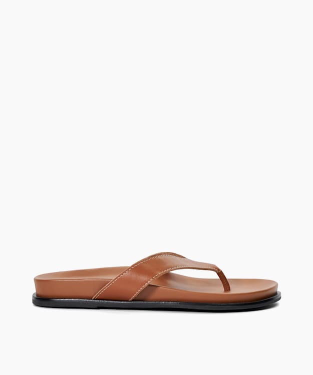 dune london Lindos - Tan Leather Toe-Post Sandals