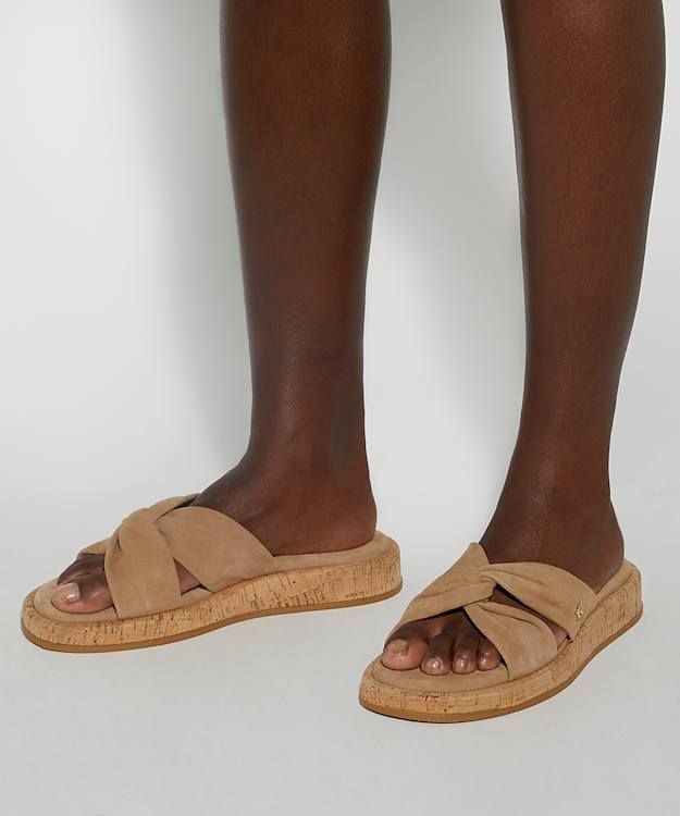 Dune London Lita - Sand Cork Wedge Open Toe Sandals