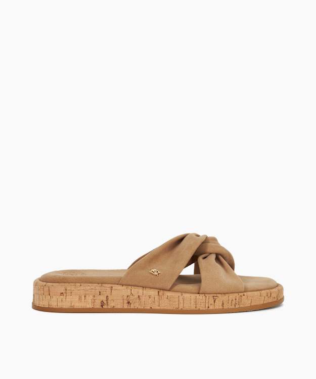dune london Lita - Sand Cork Wedge Open Toe Sandals