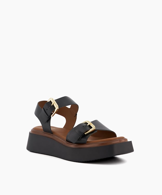 Dune London Loells - Black Casual Flatform Sandals