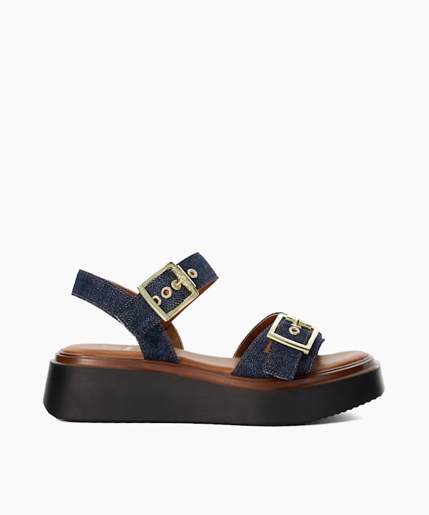 dune london Loells - Navy Casual Flatform Sandals