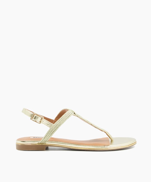 dune london Logics - Gold Thong-Strap Flat Sandals