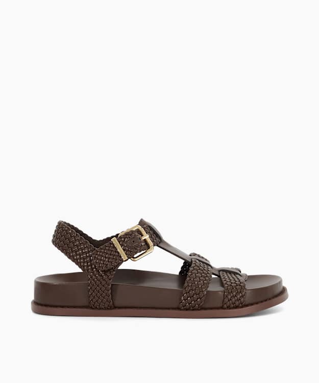 dune london Looking - Brown Woven Open Toe Sandals