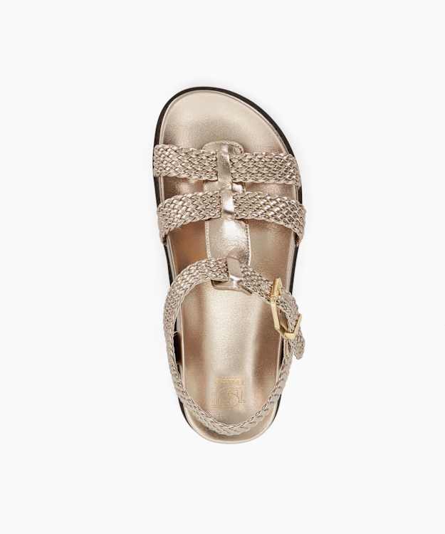 Dune London Looking - Gold Woven Open Toe Sandals