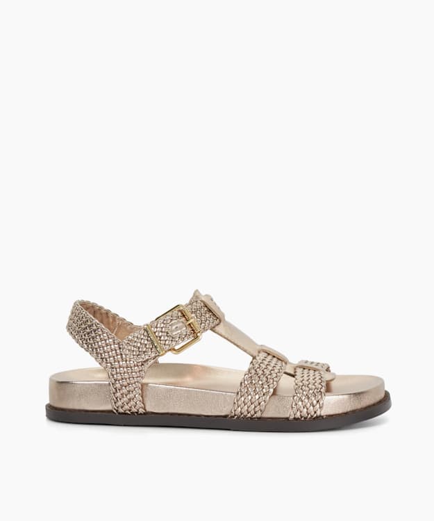 dune london Looking - Gold Woven Open Toe Sandals