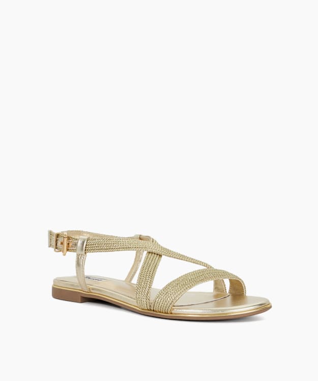 Dune London Lope - Gold Metallic Flat Sandals