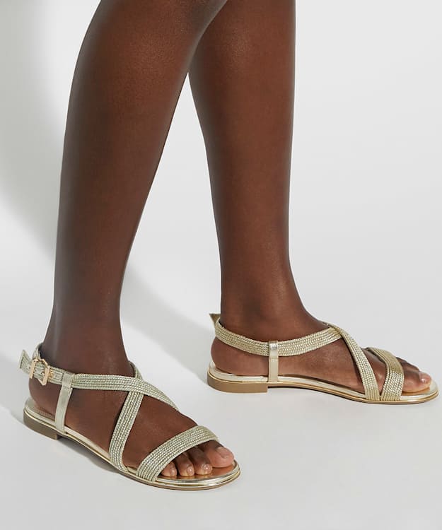 Dune London Lope - Gold Metallic Flat Sandals
