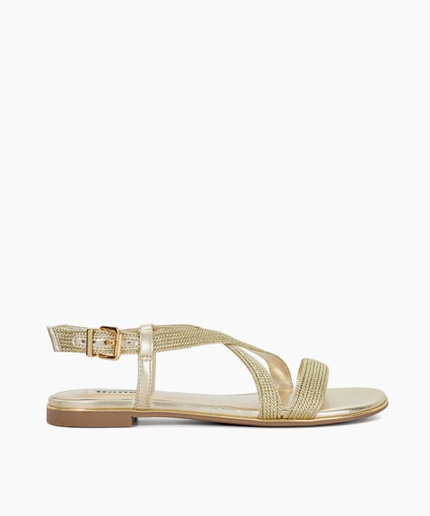 dune london Lope - Gold Metallic Flat Sandals