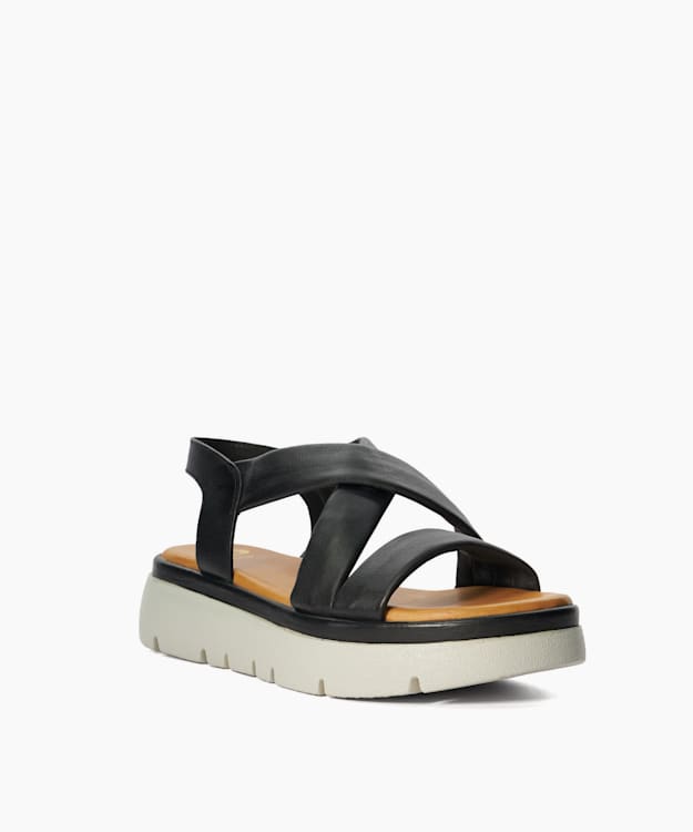 Dune London Lounge - Black Chunky Leather Sandals