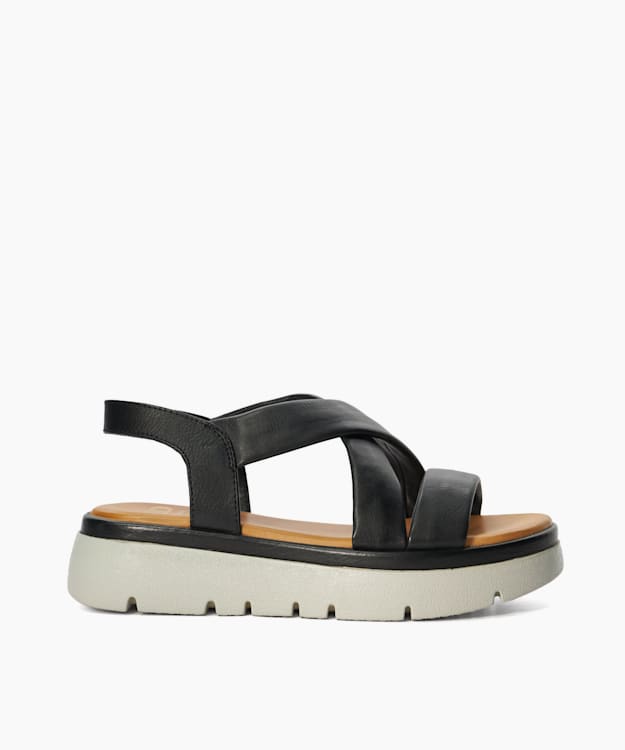 dune london Lounge - Black Chunky Leather Sandals
