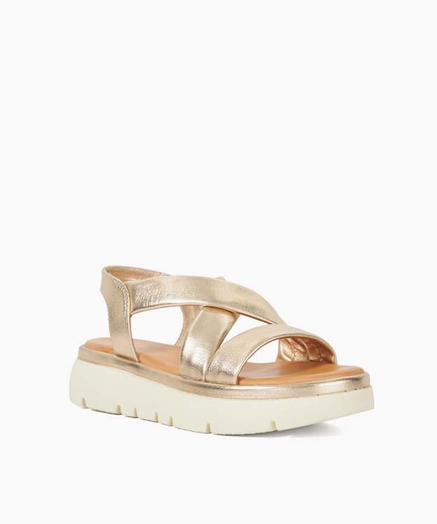 Dune London Lounge - Gold Chunky Leather Sandals