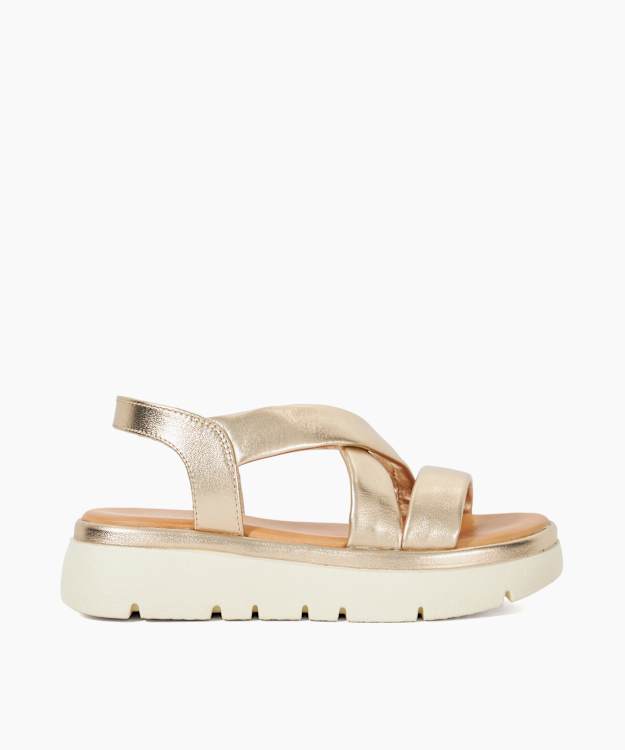 dune london Lounge - Gold Chunky Leather Sandals
