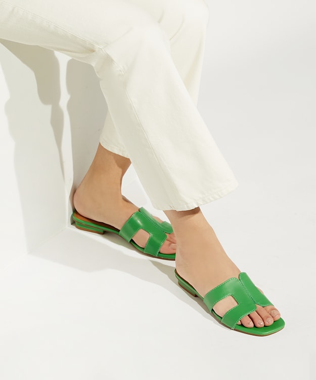 Dune London Loupe - Green Smart Slider Sandals