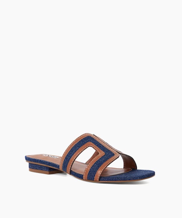 Dune London Loupe - Navy Denim Slider Sandals