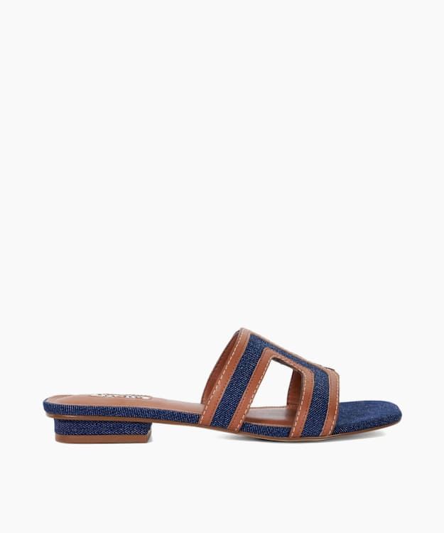 dune london Loupe - Navy Denim Slider Sandals