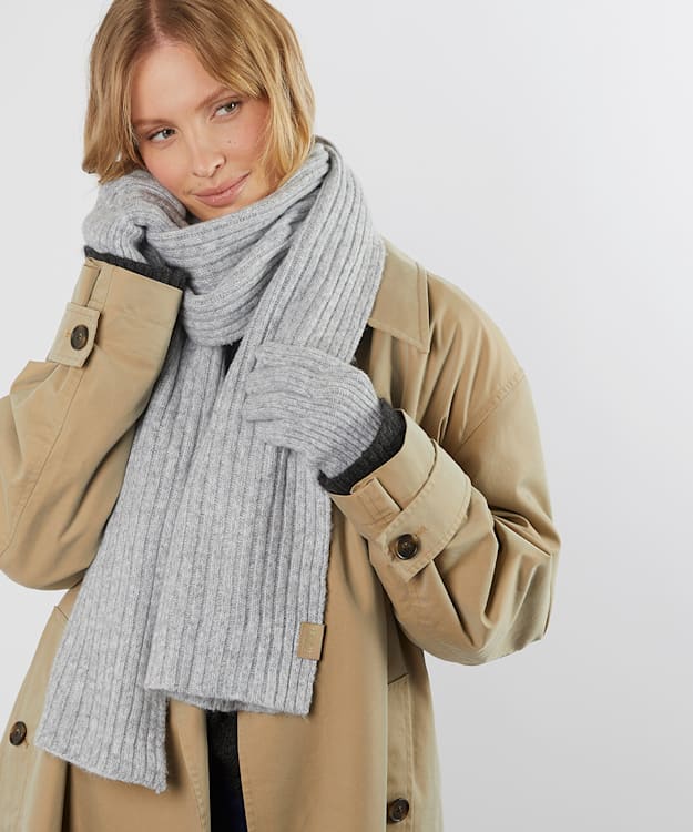 Dune London Lourde - Grey Ribbed Scarf