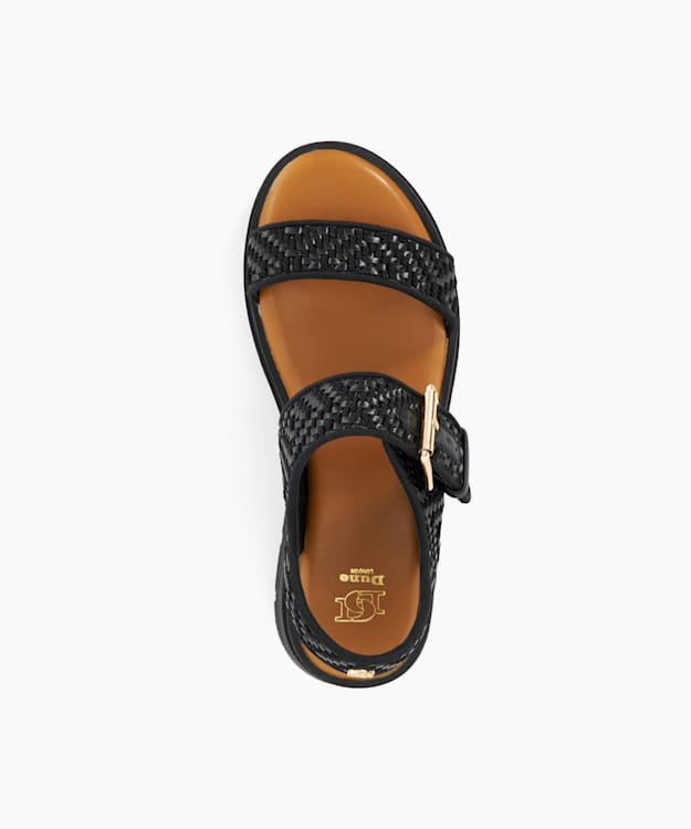Dune London Lulla - Black Open Toe Flat Sandals
