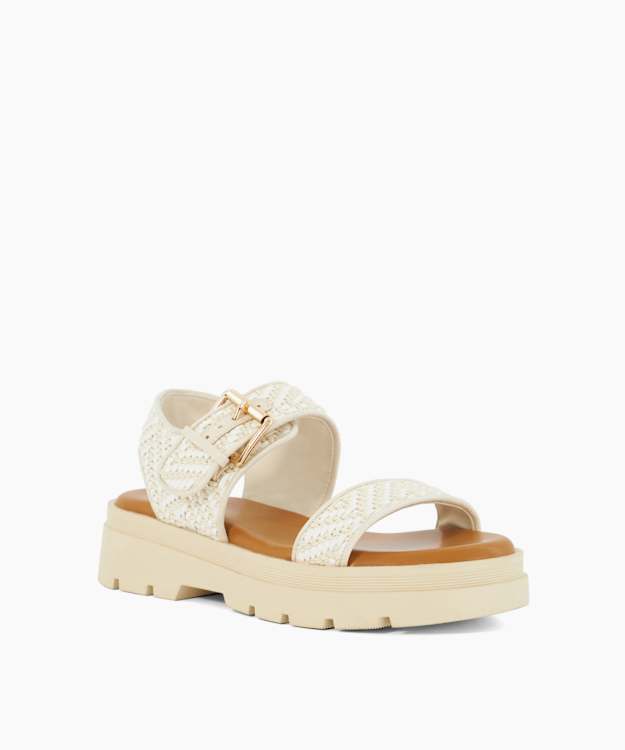 Dune London Lulla - Ecru Open Toe Flat Sandals
