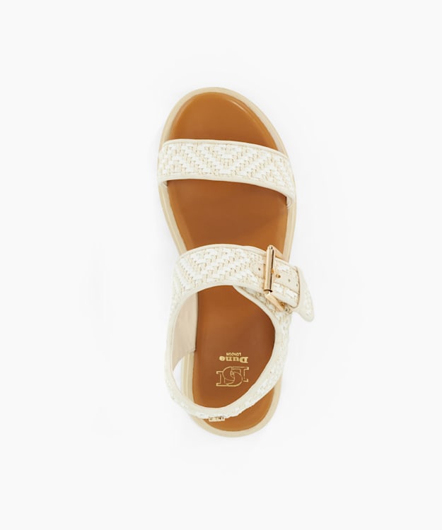 Dune London Lulla - Ecru Open Toe Flat Sandals
