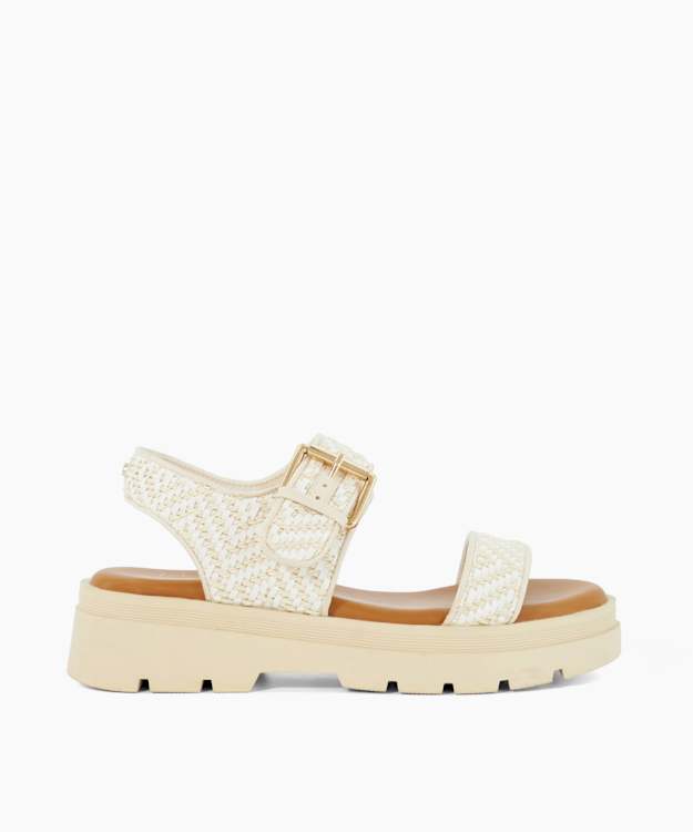 dune london Lulla - Ecru Open Toe Flat Sandals