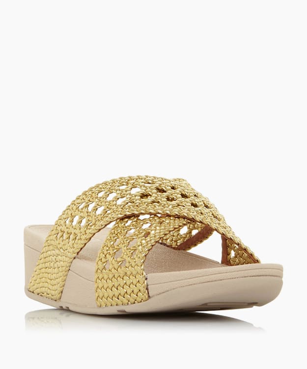 Dune London Lulu Wicker - Gold Wicker Wedge Sandals