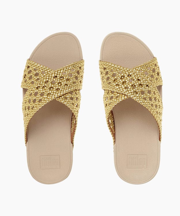 Dune London Lulu Wicker - Gold Wicker Wedge Sandals